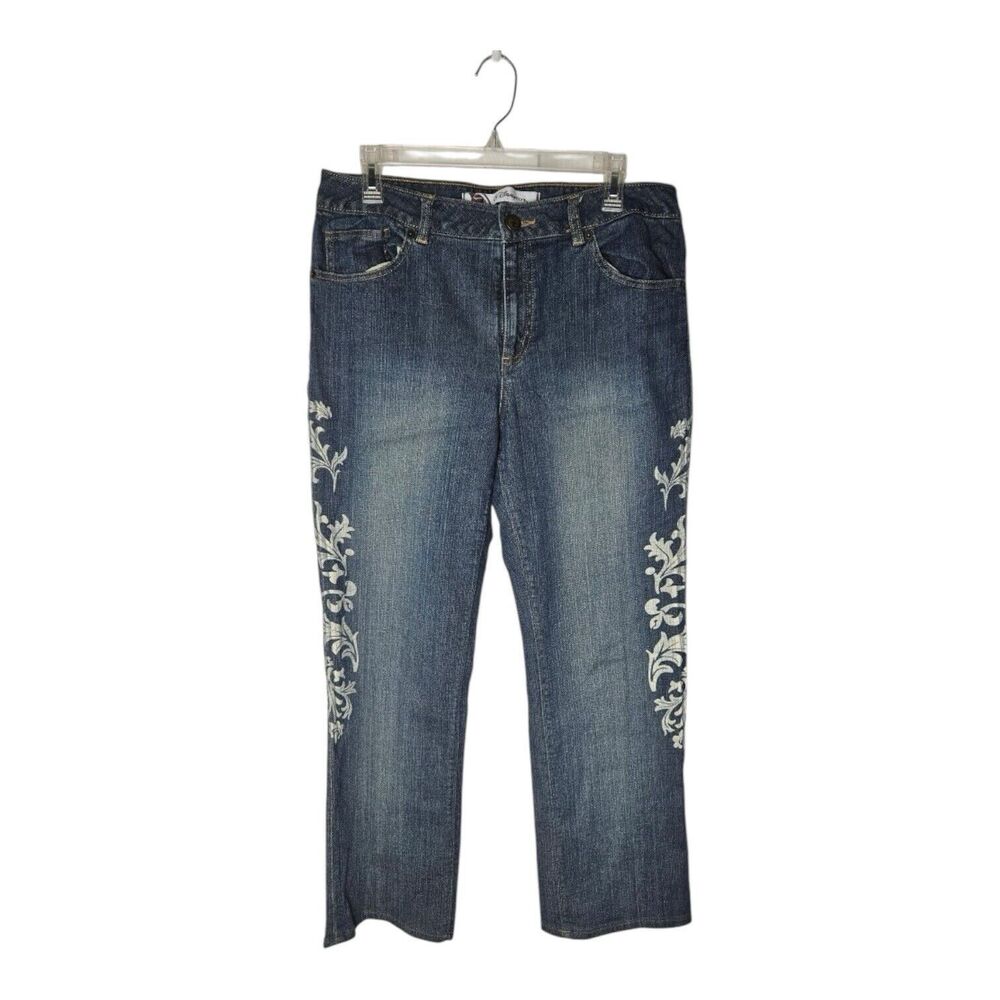 Tinker Bell Disney Store Jeans Womens Size 12 Floral Blue Straight Leg